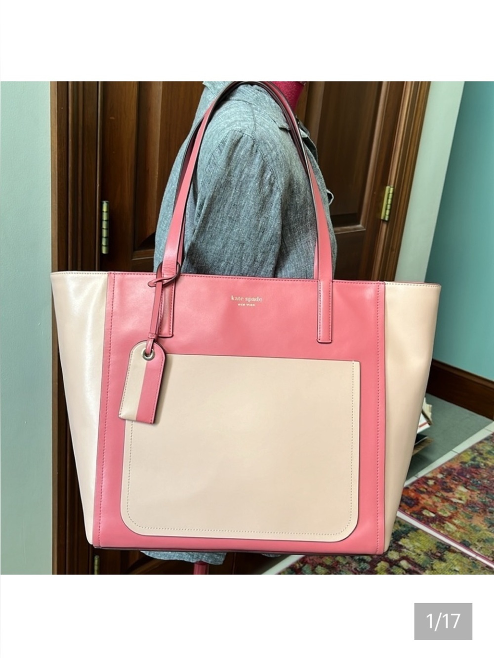 Kate Spade   tote  shoulder bag Pink/coral  Thick Leather interior exterior NWOT